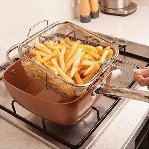 Olla De Acero Inoxidable Paila De Cobre Antiadherente 4 Pzas